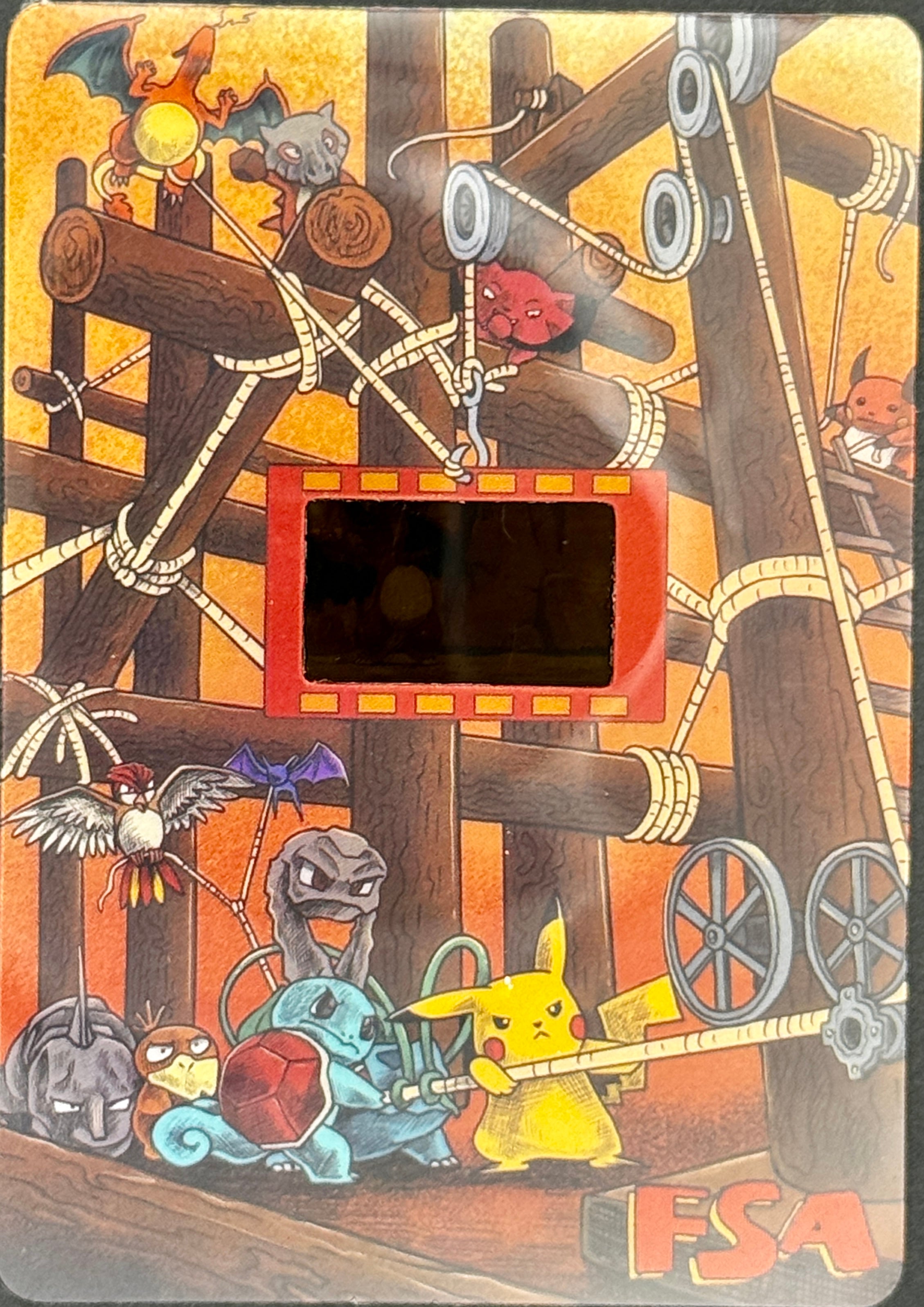 Authentic Pokémon 35mm Film Cell 🎬 Charizard Crash Scene from Pikachu's Vacation — FSA Custom Card Holder