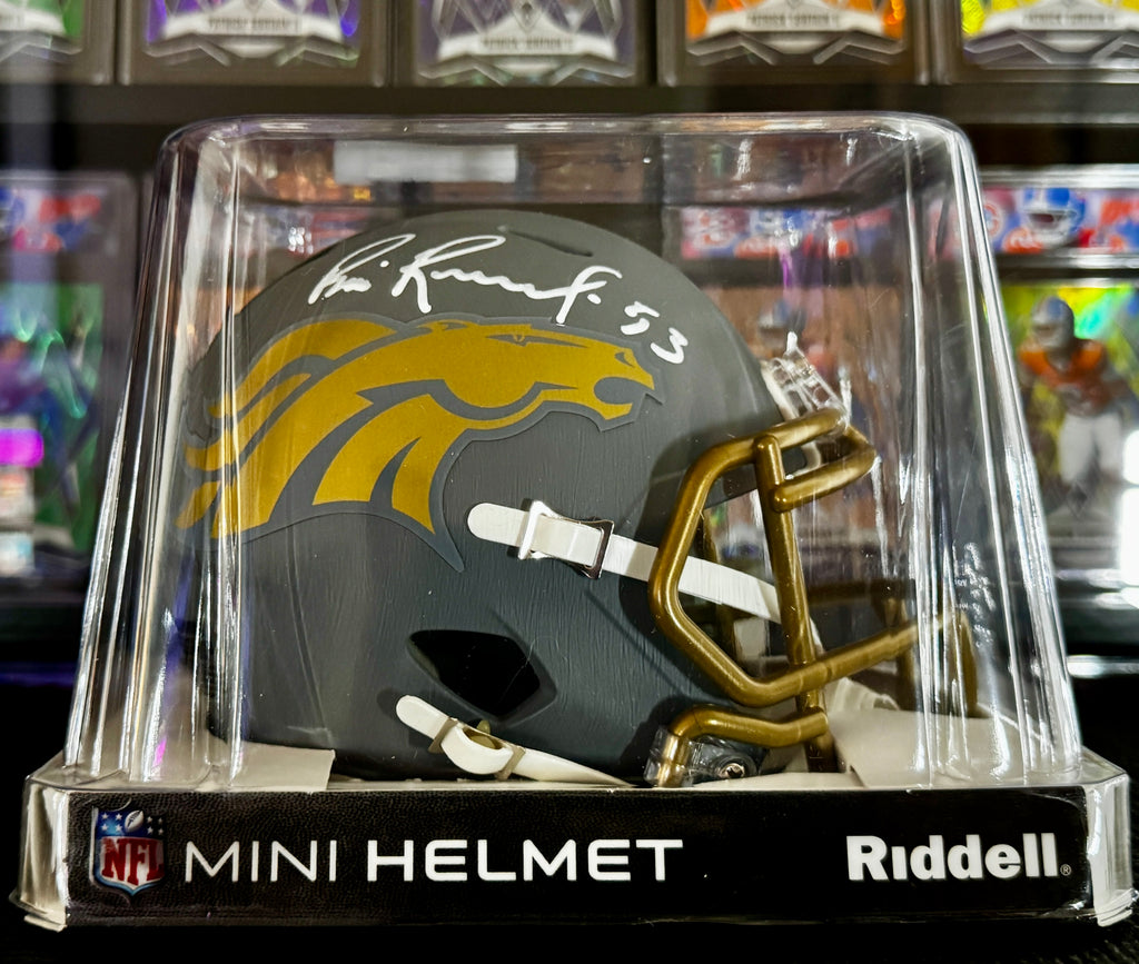 Bill Romanowski Autographed Broncos Mini Helmet (Slate), Prime Time SOA
