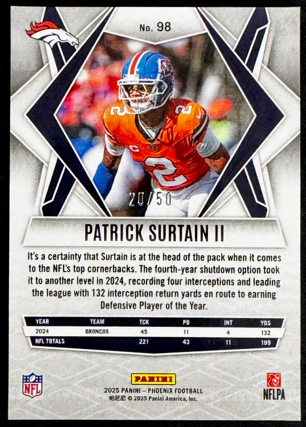 2025 Panini Phoenix - Patrick Surtain II #98 (16) Card Set