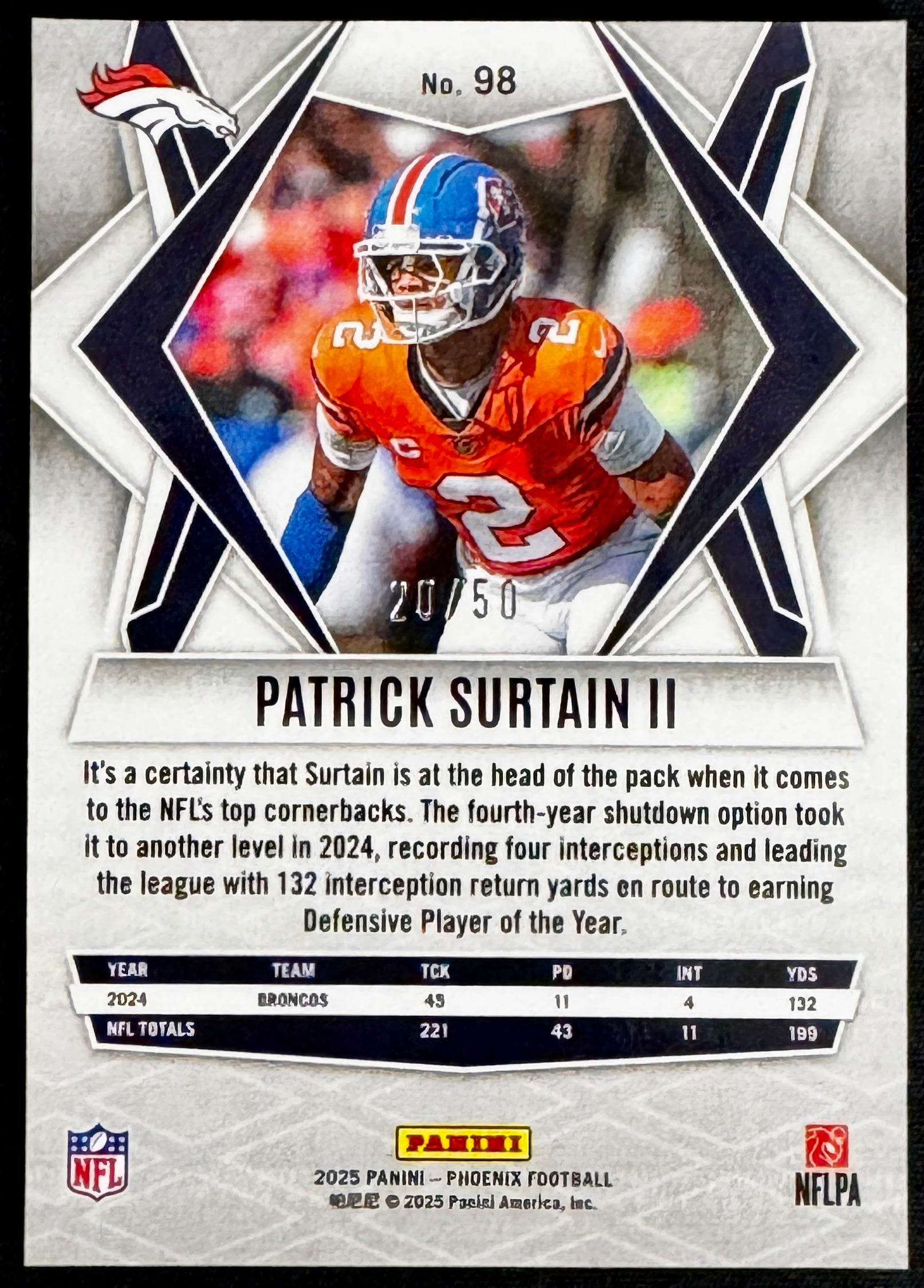2025 Panini Phoenix - Patrick Surtain II #98 (16) Card Set