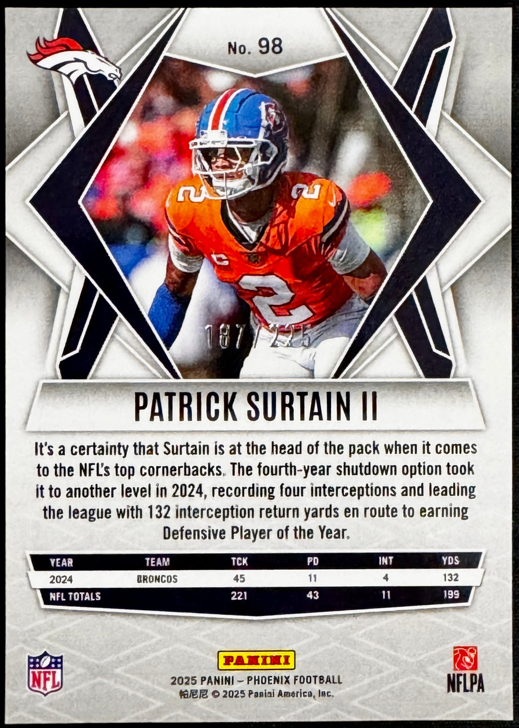 2025 Panini Phoenix - Patrick Surtain II #98 (16) Card Set