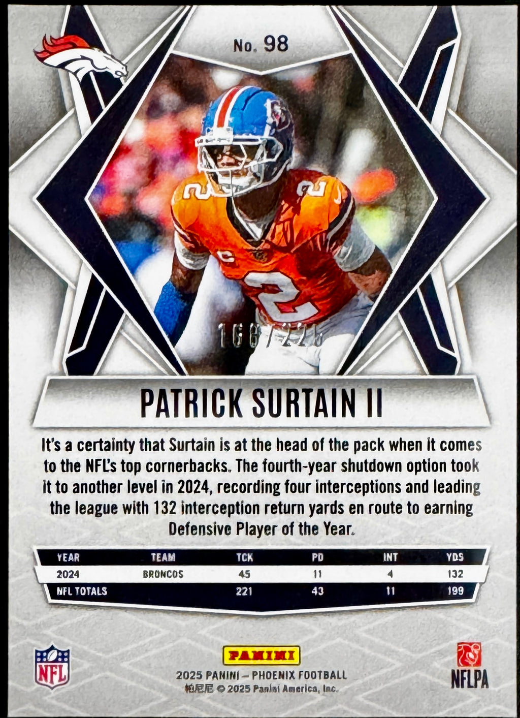 2025 Panini Phoenix - Patrick Surtain II #98 (16) Card Set