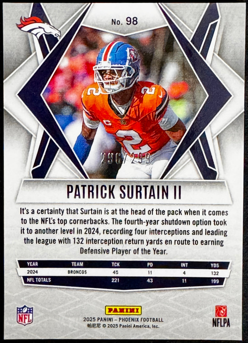 2025 Panini Phoenix - Patrick Surtain II #98 (16) Card Set