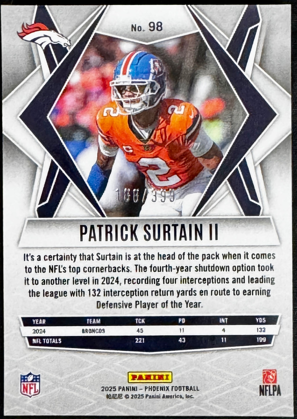 2025 Panini Phoenix - Patrick Surtain II #98 (16) Card Set