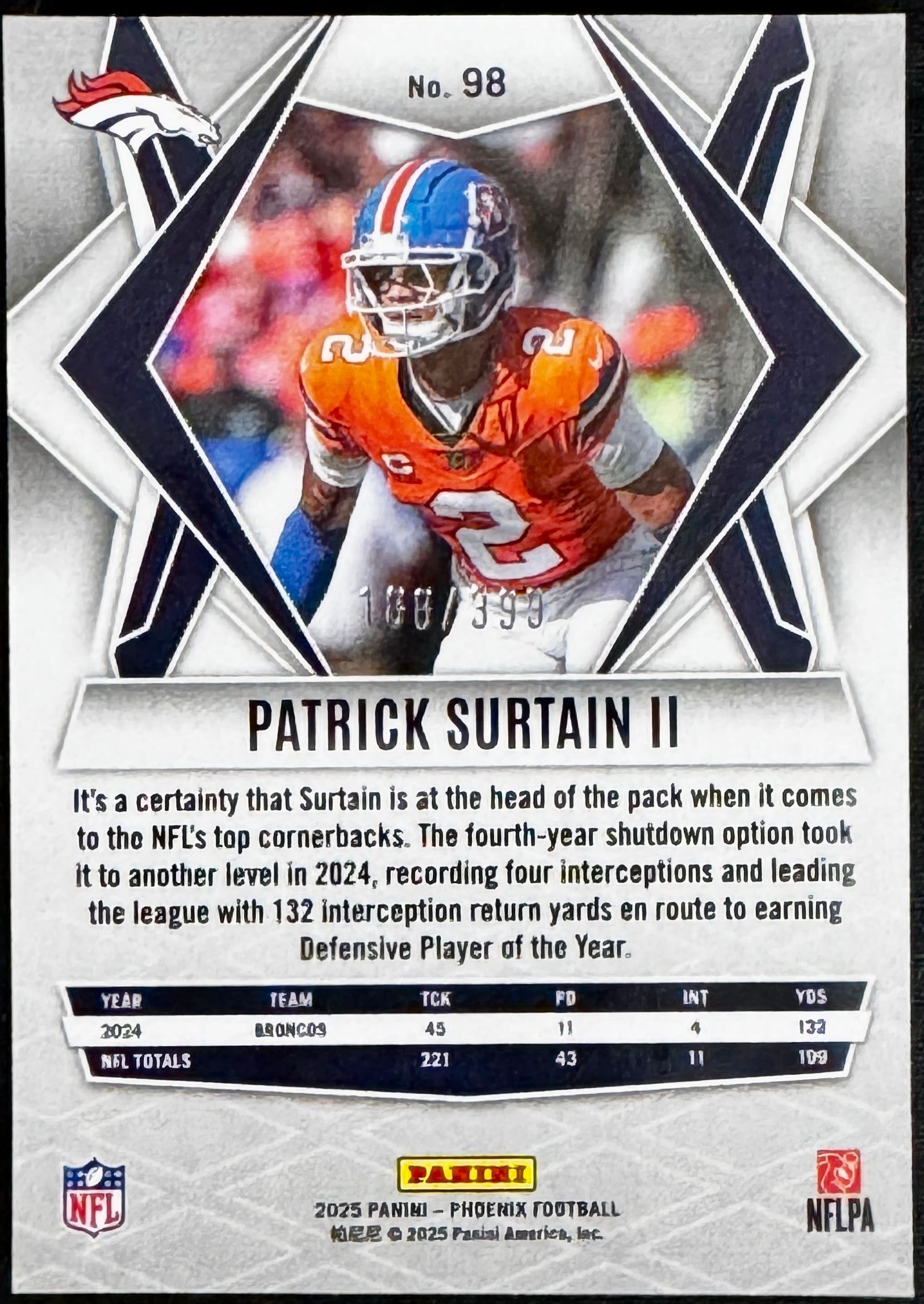 2025 Panini Phoenix - Patrick Surtain II #98 (16) Card Set