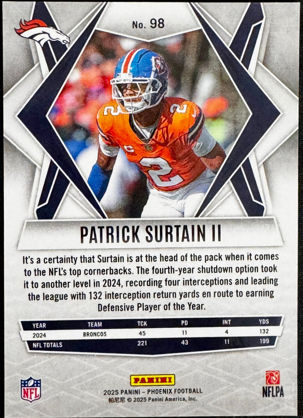 2025 Panini Phoenix - Patrick Surtain II #98 (16) Card Set