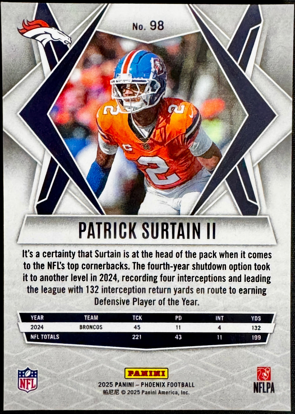 2025 Panini Phoenix - Patrick Surtain II #98 (16) Card Set