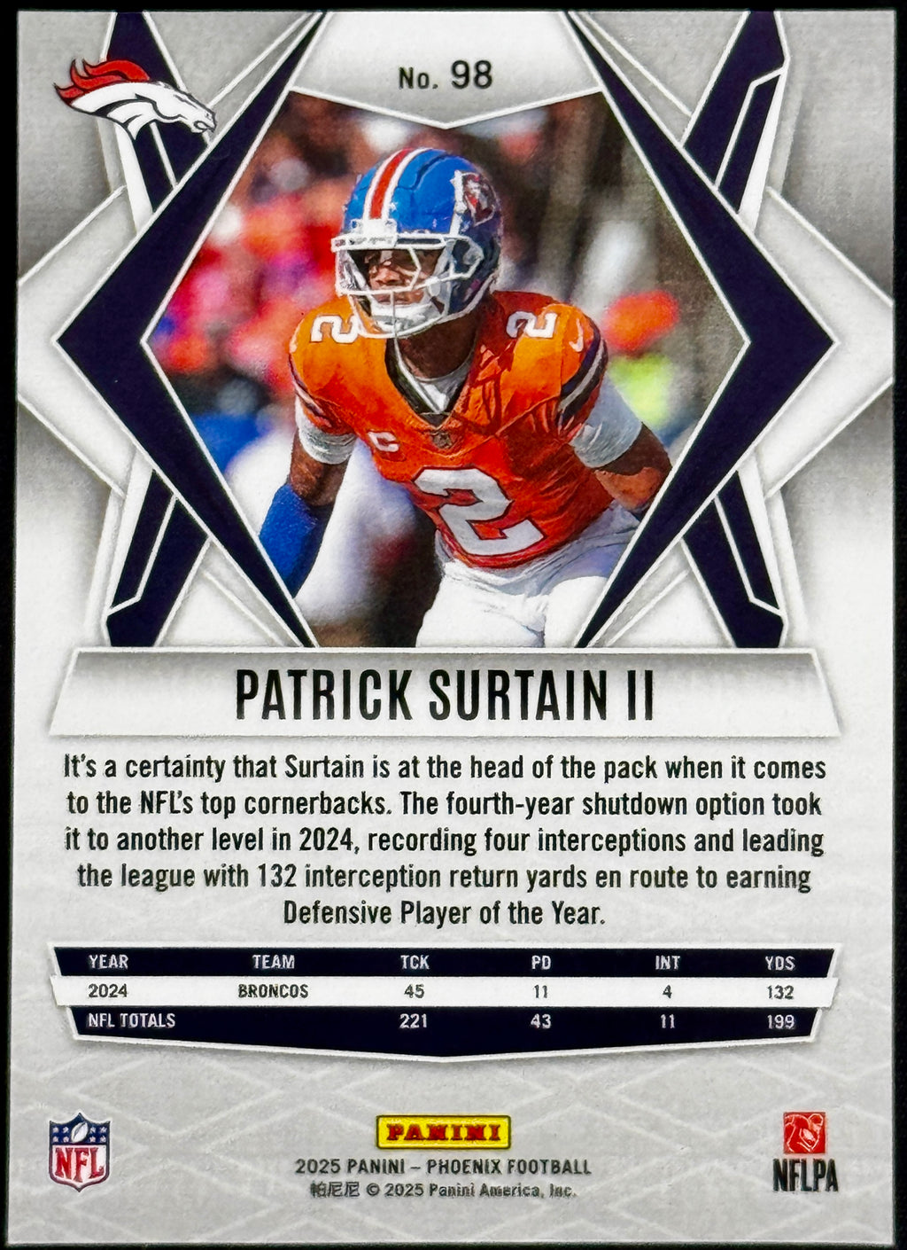 2025 Panini Phoenix - Patrick Surtain II #98 (16) Card Set