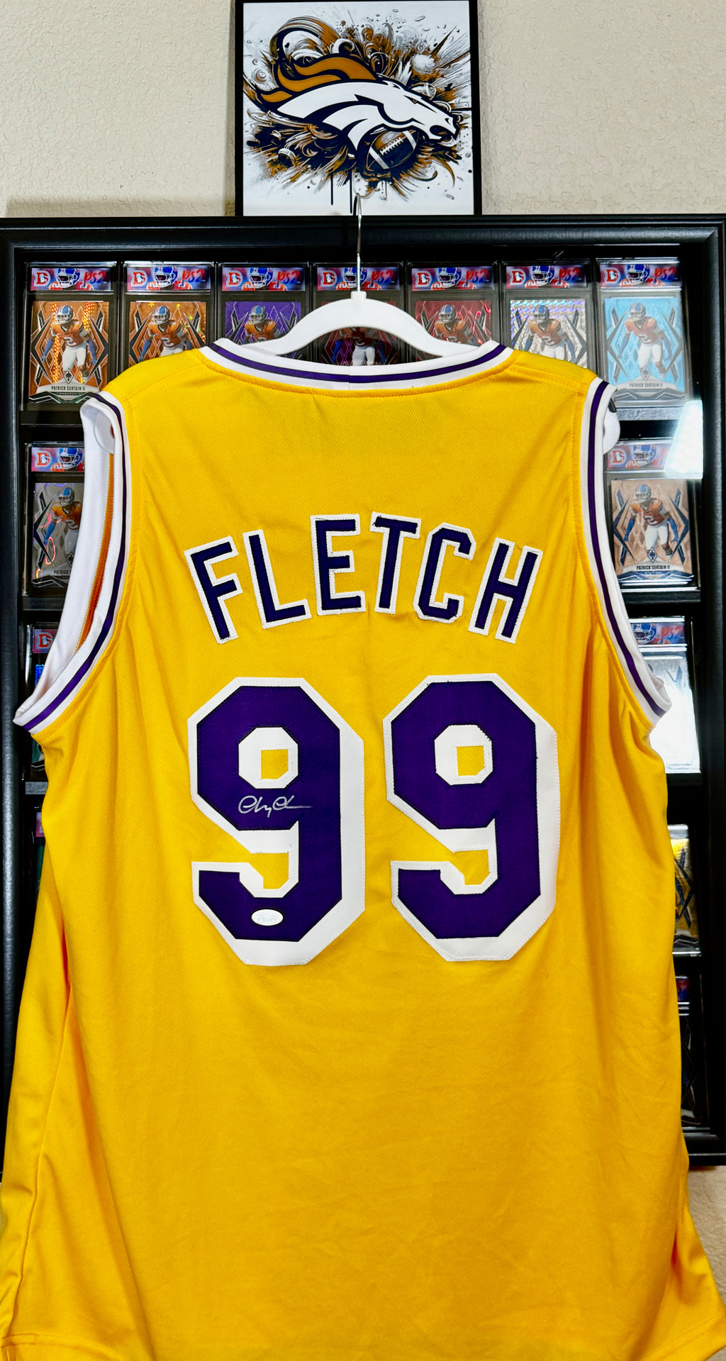 Chevy Chase Autographed Custom Lakers Fletch Jersey, JSA SOA