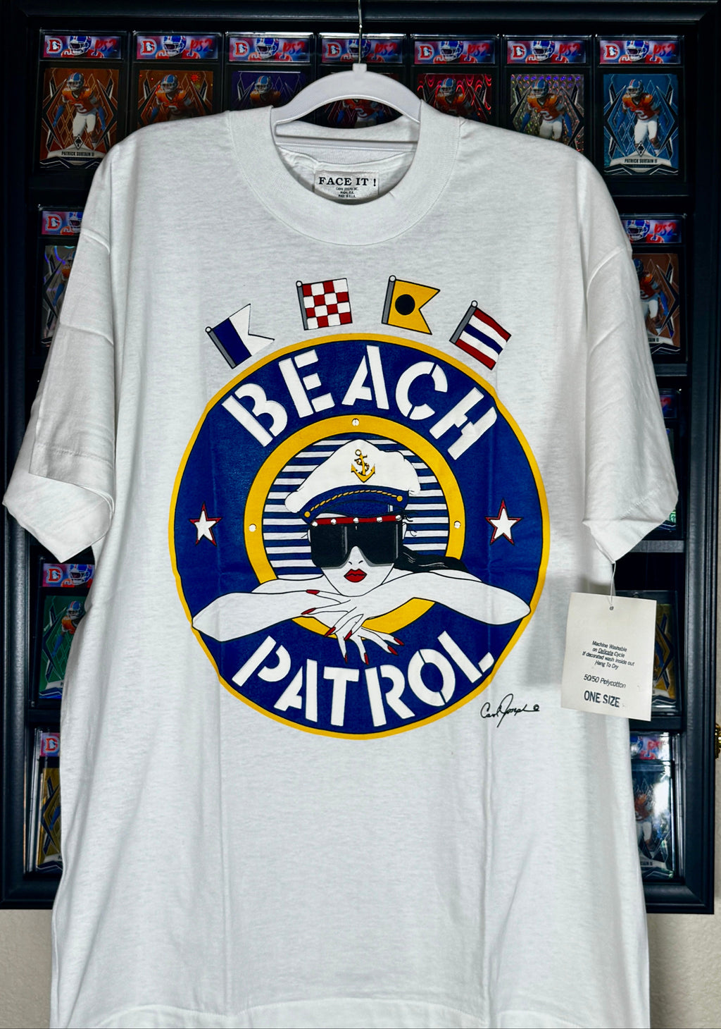 1989 Single Stitch Carol Joseph Face It Shirt, Beach Patrol (New) (NOS) Vintage