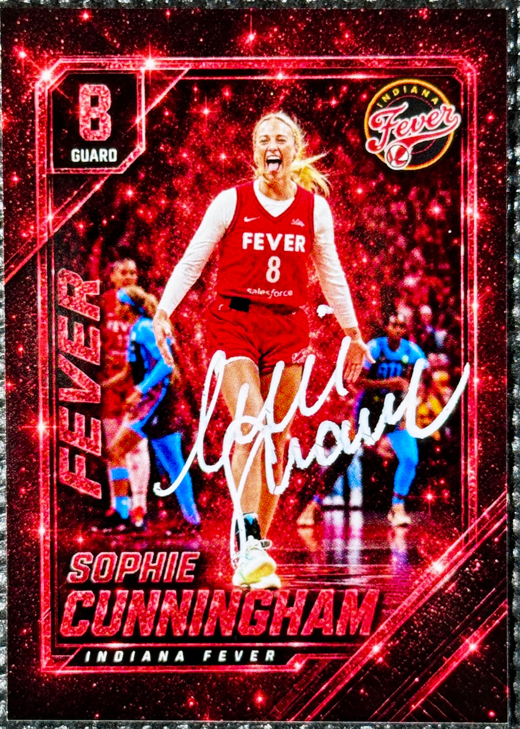 Sophie Cunningham Autographed Custom Fever Sparkle Card -  White Signature, SWAU SOA