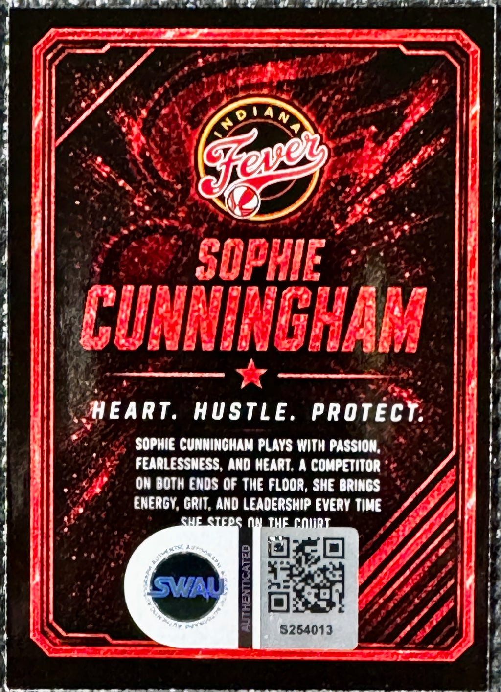 Sophie Cunningham Autographed Custom Fever Sparkle Card -  White Signature, SWAU SOA