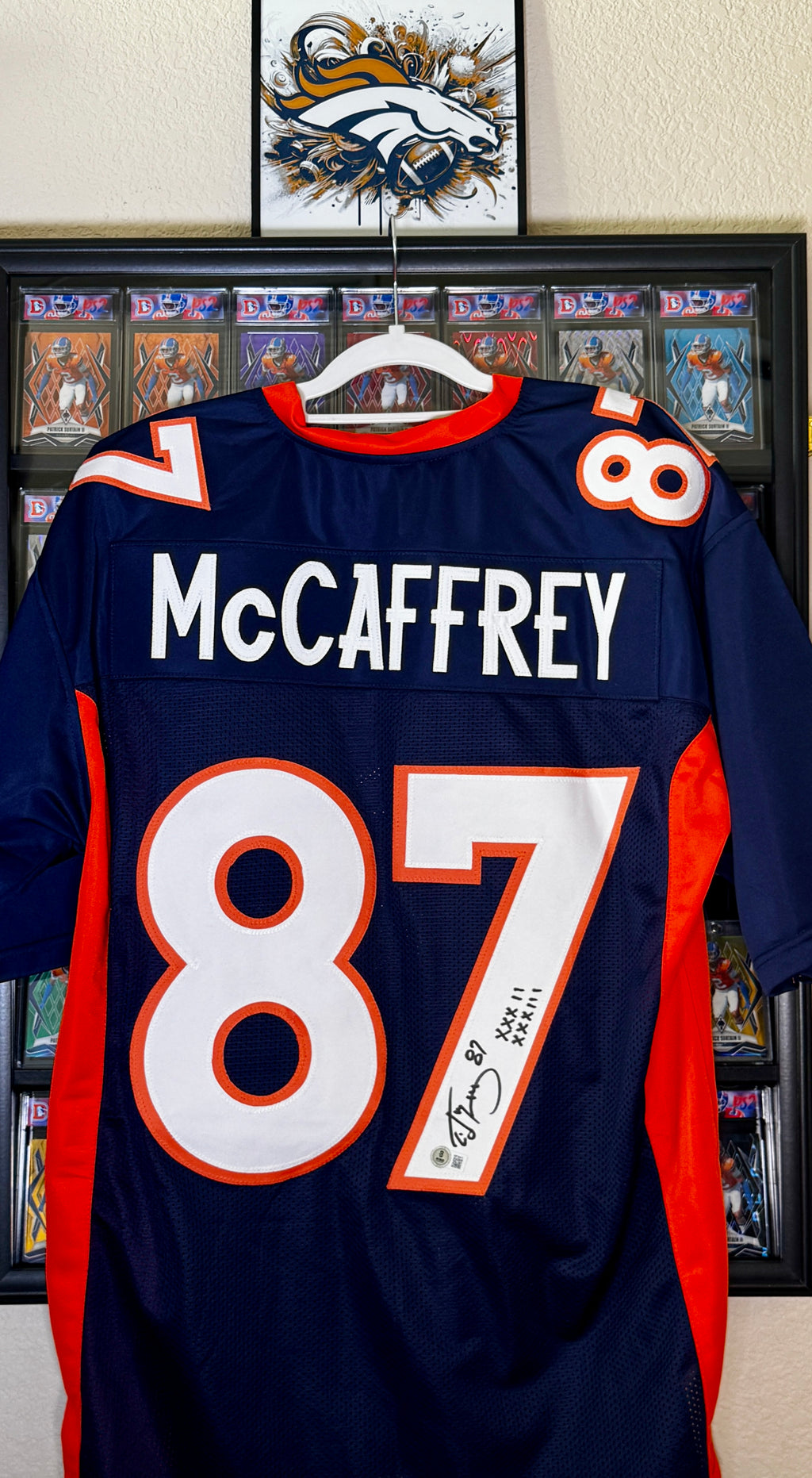 Ed McCaffery Autographed and Inscribed "#87" "XXXII" "XXXIII" Custom Broncos Jersey JSA SOA