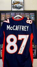 Ed McCaffery Autographed and Inscribed "#87" "XXXII" "XXXIII" Custom Broncos Jersey JSA SOA