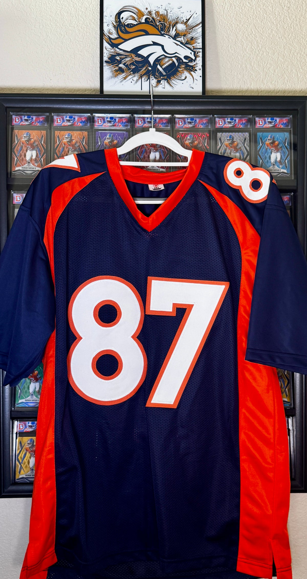 Ed McCaffery Autographed and Inscribed "#87" "XXXII" "XXXIII" Custom Broncos Jersey JSA SOA