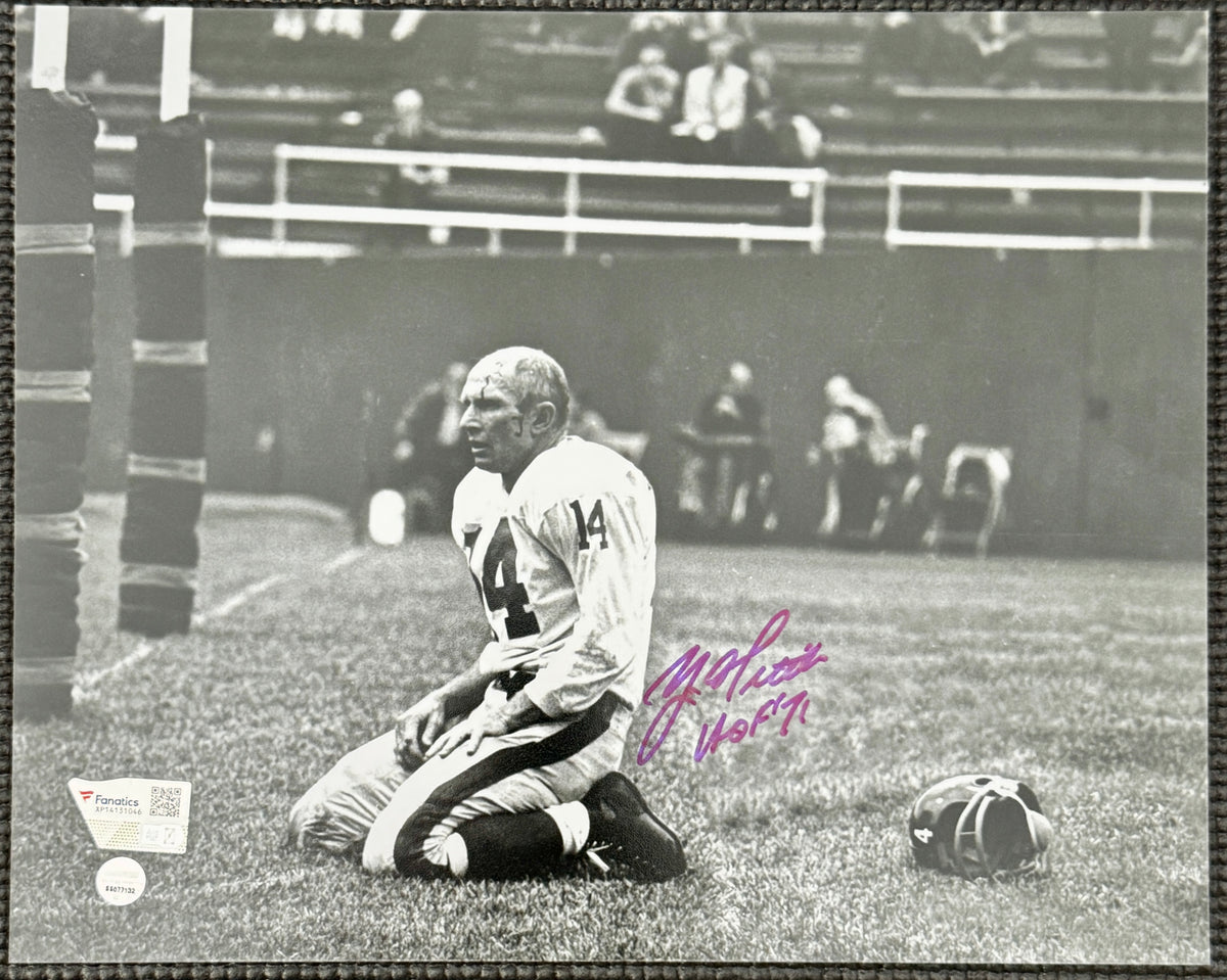 YA Tittle New York Giants Bloodied Autographed 8 X 10, Fanitiats SOA