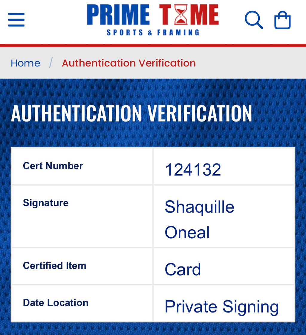 Shaquille O'Neal - Lakers - Autographed Custom Card, Prime Time SOA