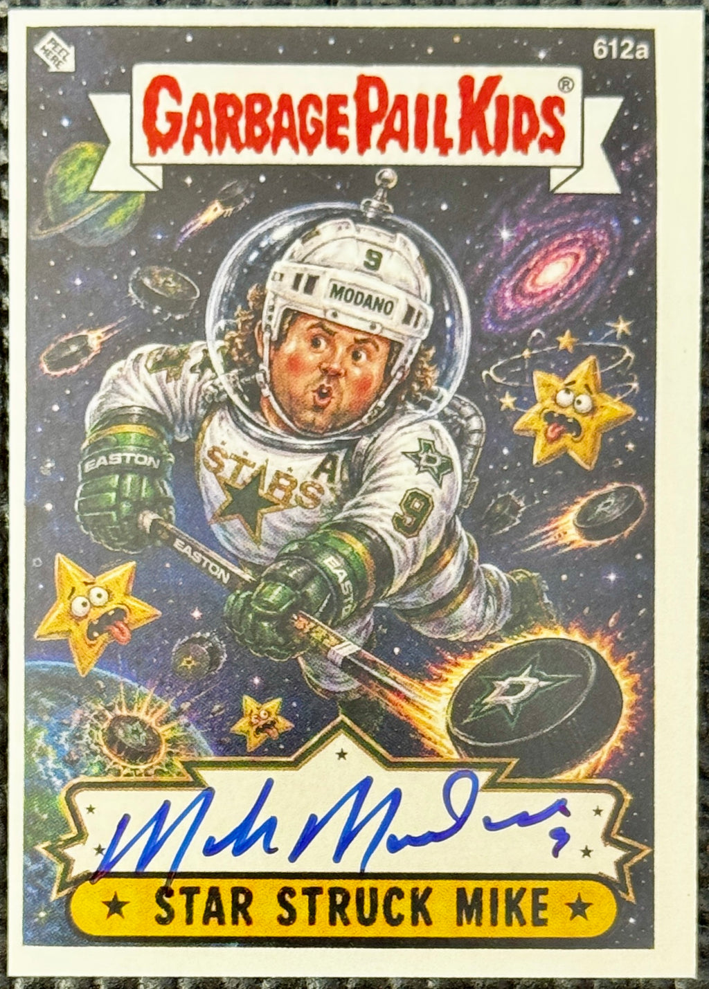 Mike Modano - Dallas Stars - Autographed Custom Garbage Pale Card, Prime Time SOA