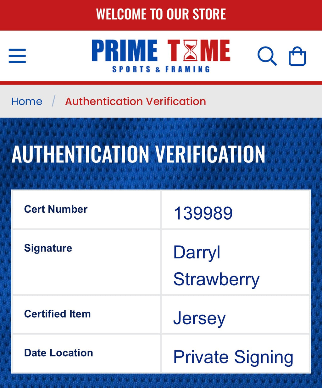 Darryl Strawberry Autographed New York Custom Jersey, Prime Time SOA