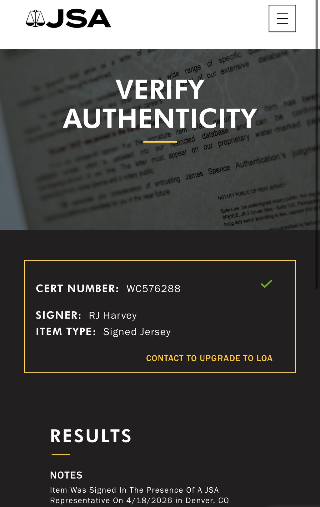 RJ Harvey Autographed Custom Denver Broncos Jersey, JSA SOA