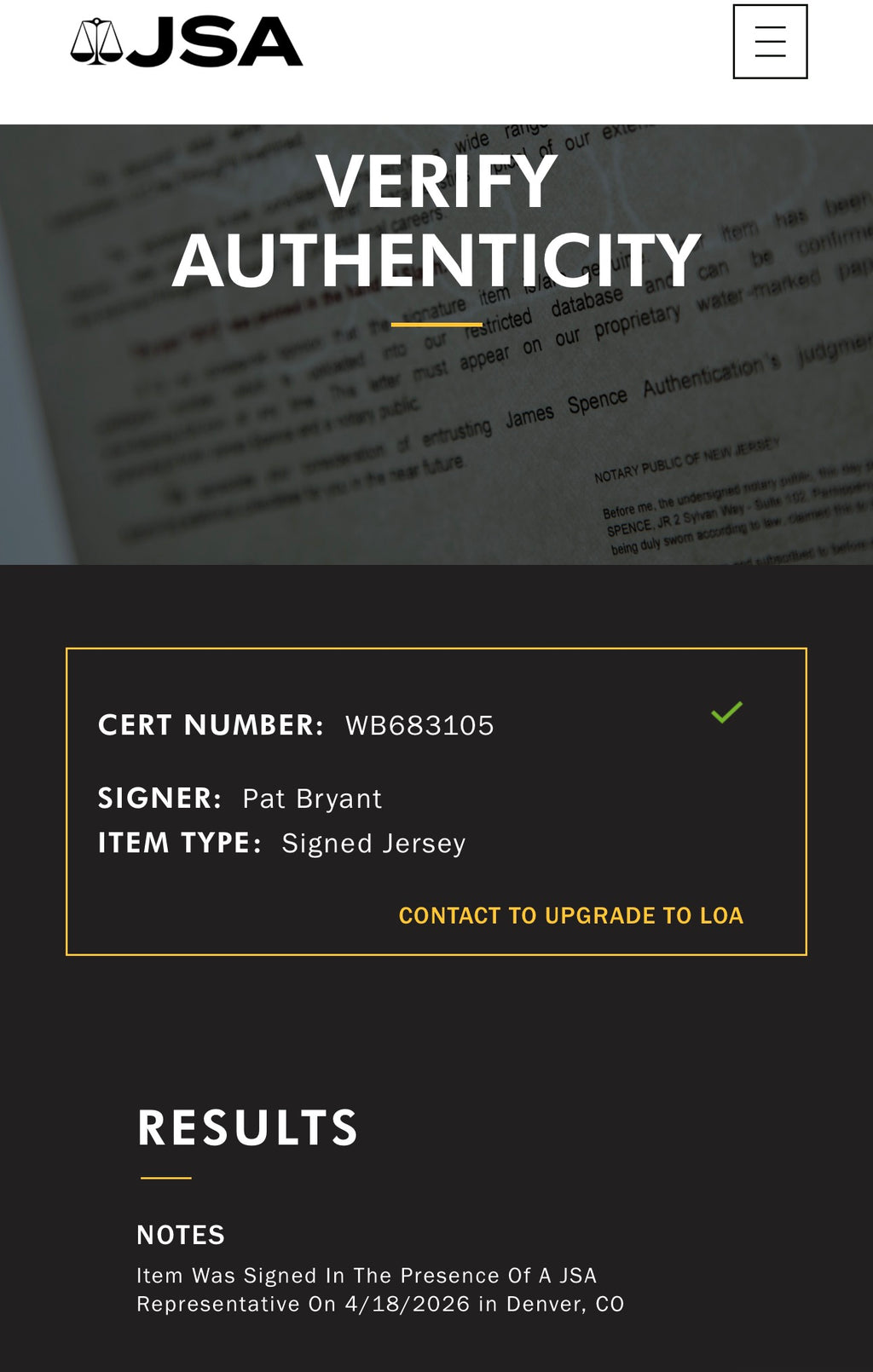 Pat Bryant II Autographed Custom Denver Broncos Jersey, JSA SOA