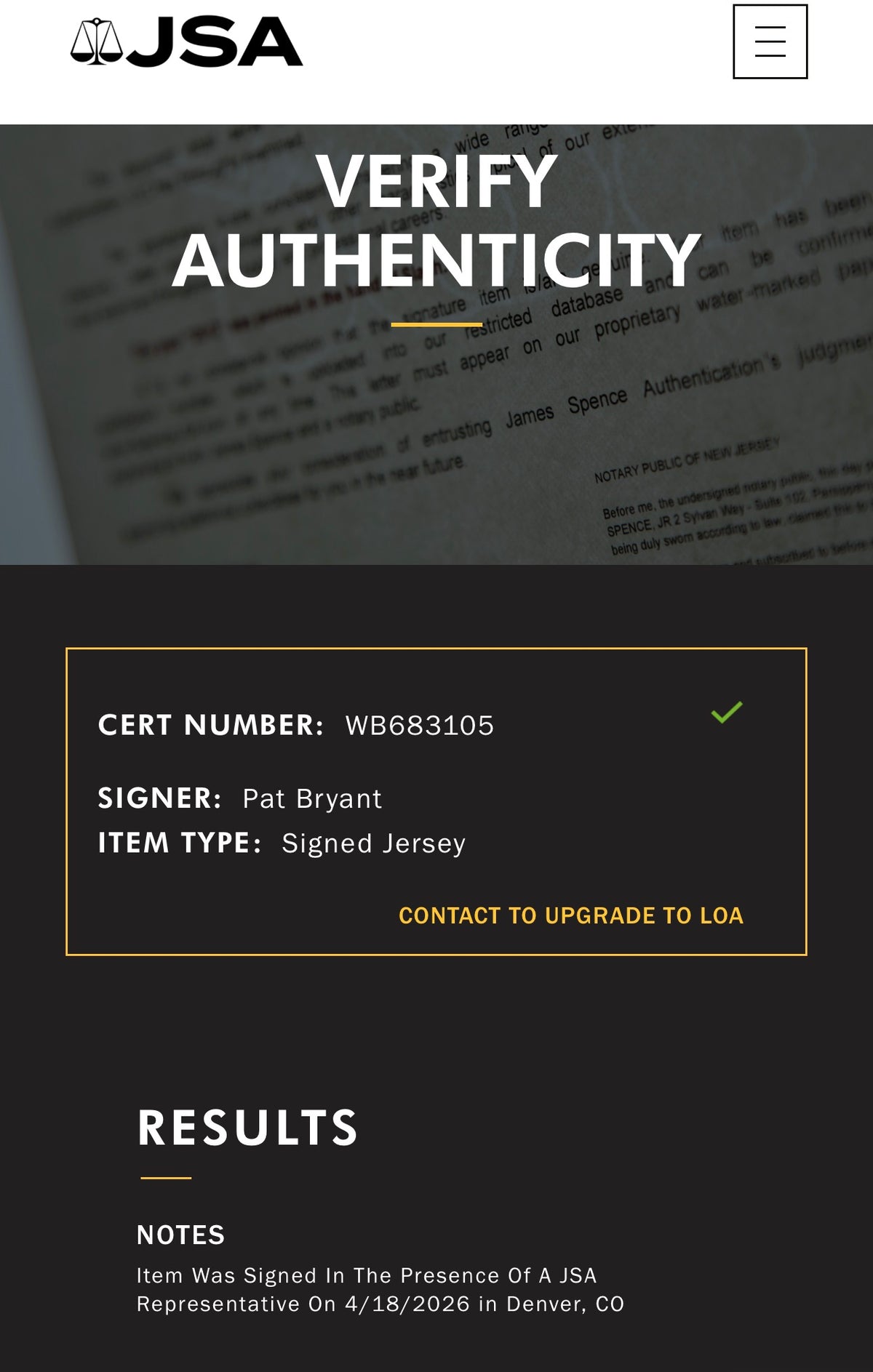 Pat Bryant II Autographed Custom Denver Broncos Jersey, JSA SOA