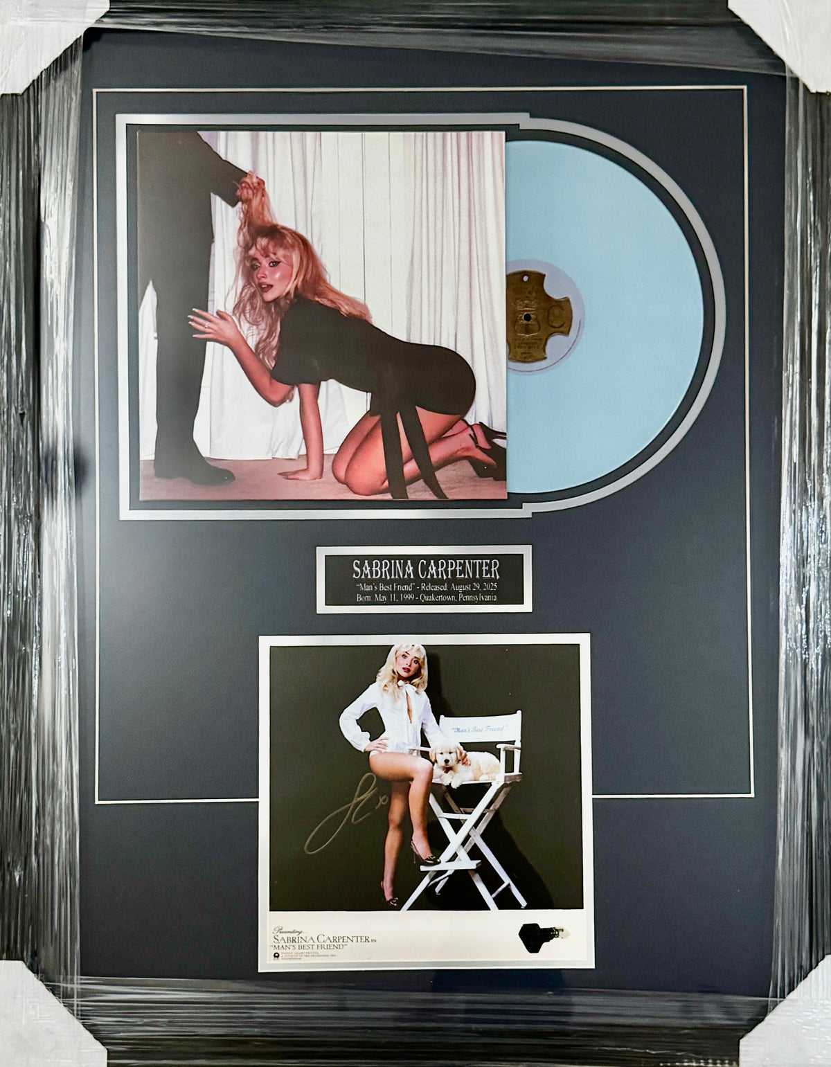 Sabrina Carpenter Autographed Man's Best Friend Album in 18 x 20 Frame, Dazzle SOA
