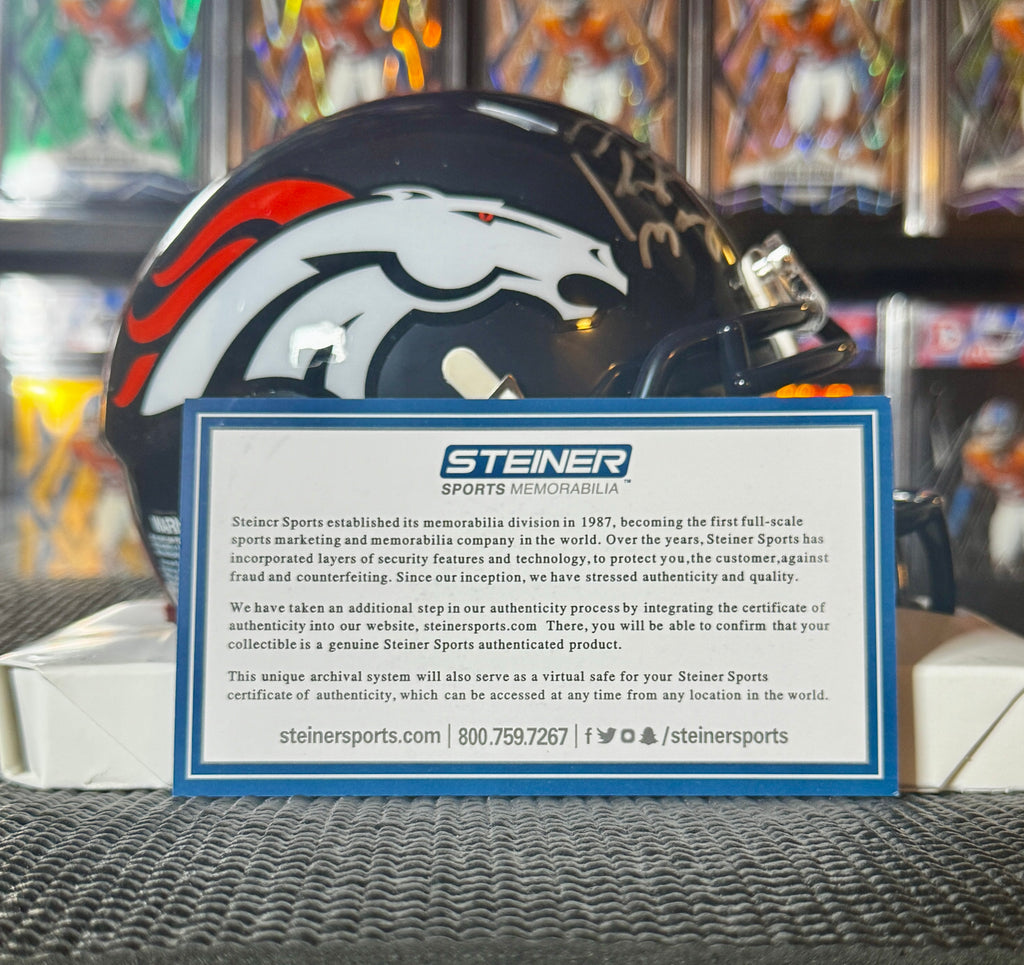 Peyton Manning Autographed Denver Broncos Mini Helmet, Steiner SOA