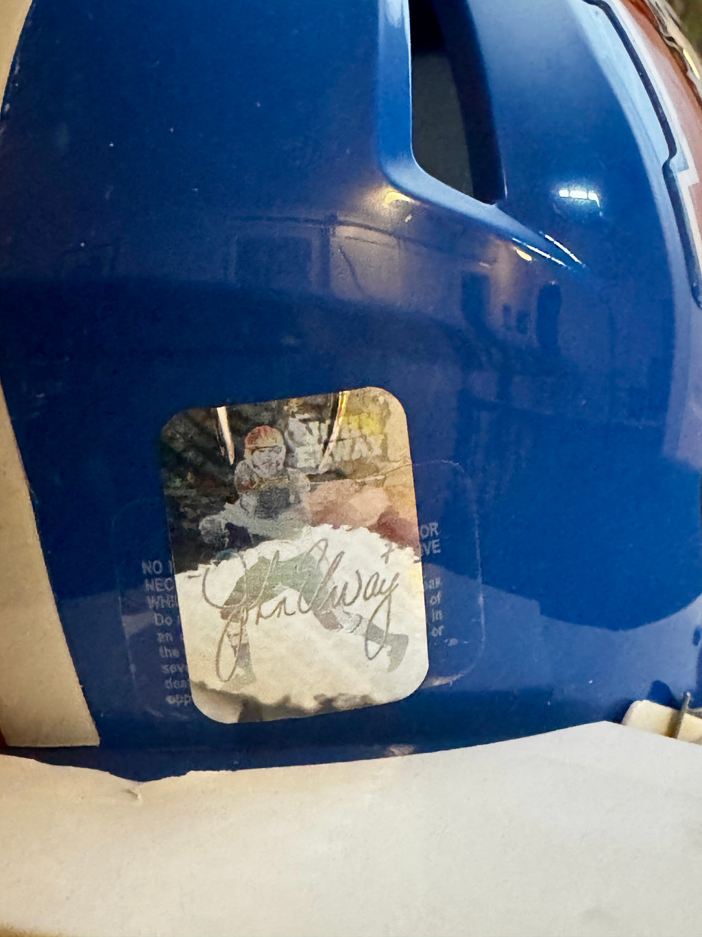 John Elway Autographed Denver Broncos Throwback Mini Helmet, Elway Hologram