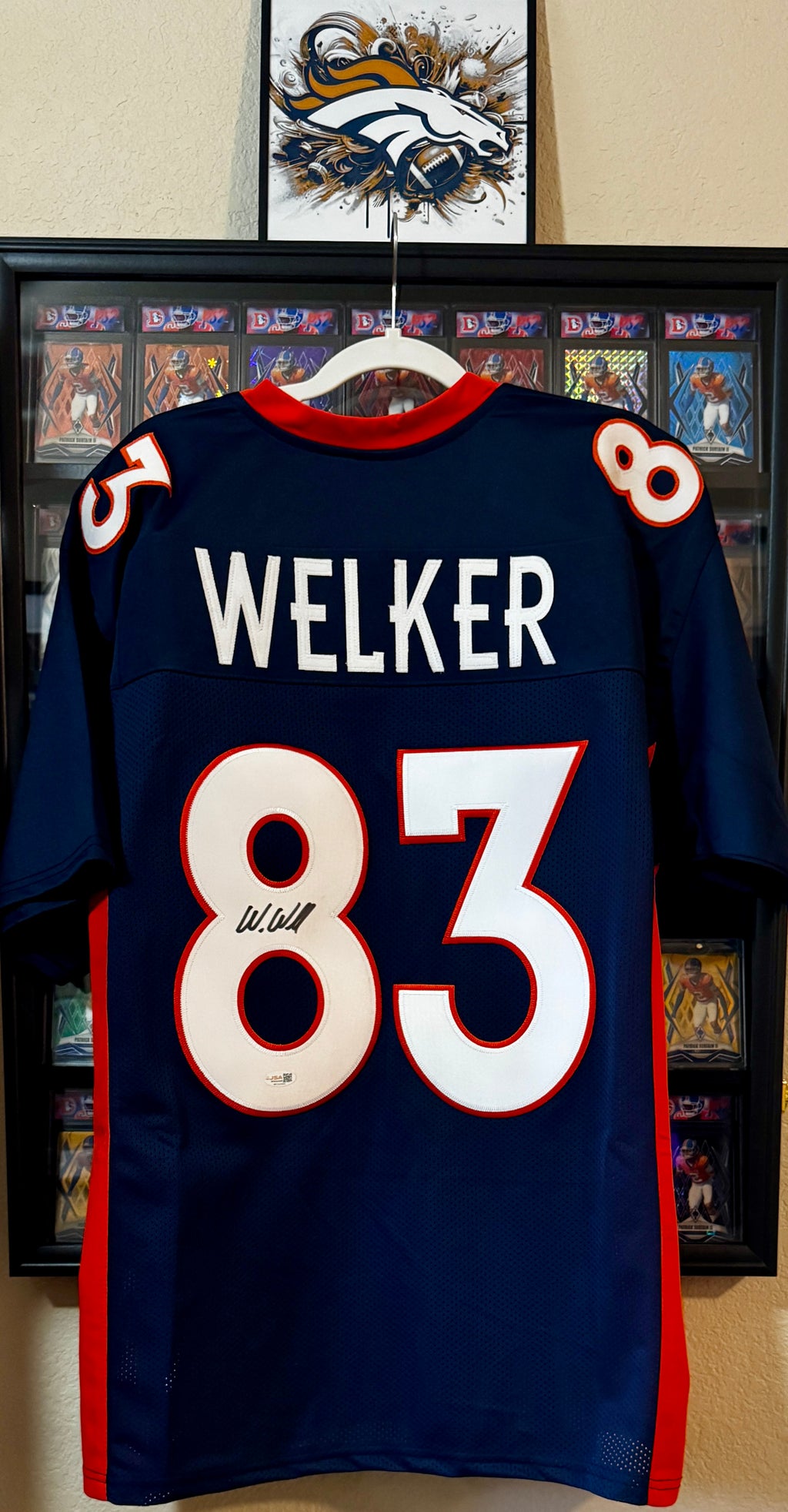 Wes Welker Autographed Custom Denver Broncos Jersey, JSA SOA