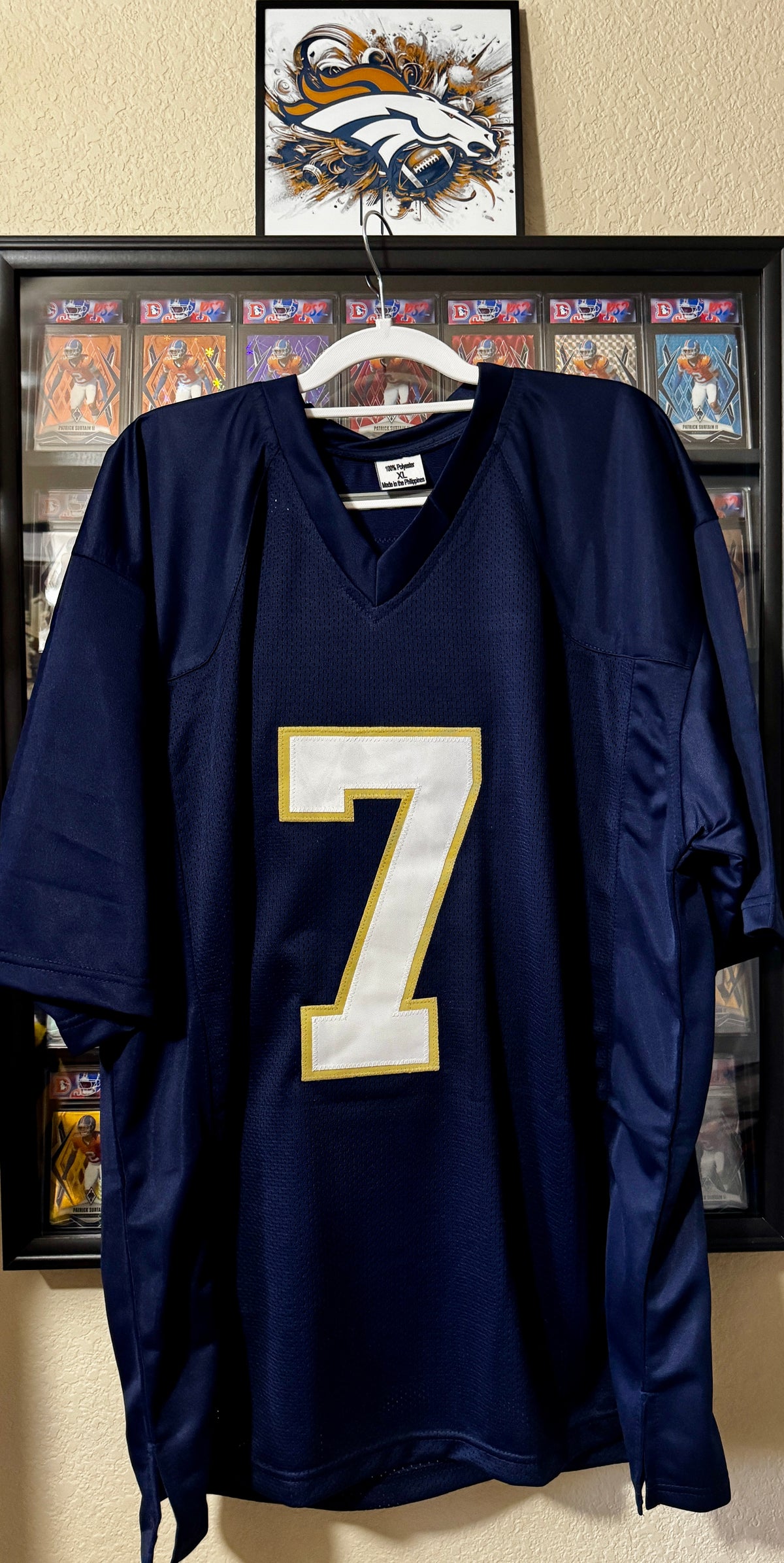 Joe Theismann Autographed Custom Notre Dame Jersey, Inscribed "CHOF 2003", JSA SOA