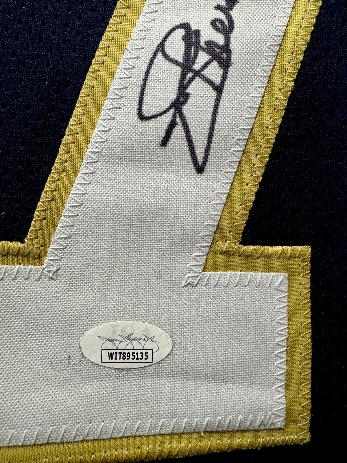 Joe Theismann Autographed Custom Notre Dame Jersey, Inscribed "CHOF 2003", JSA SOA