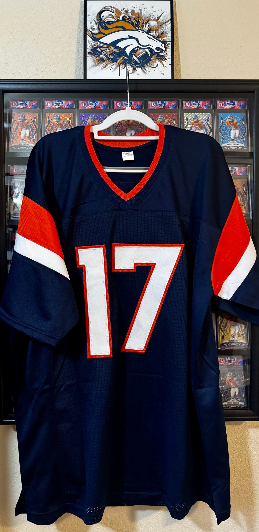 Jaylen Waddle Autographed Custom Denver Broncos Jersey, JSA SOA