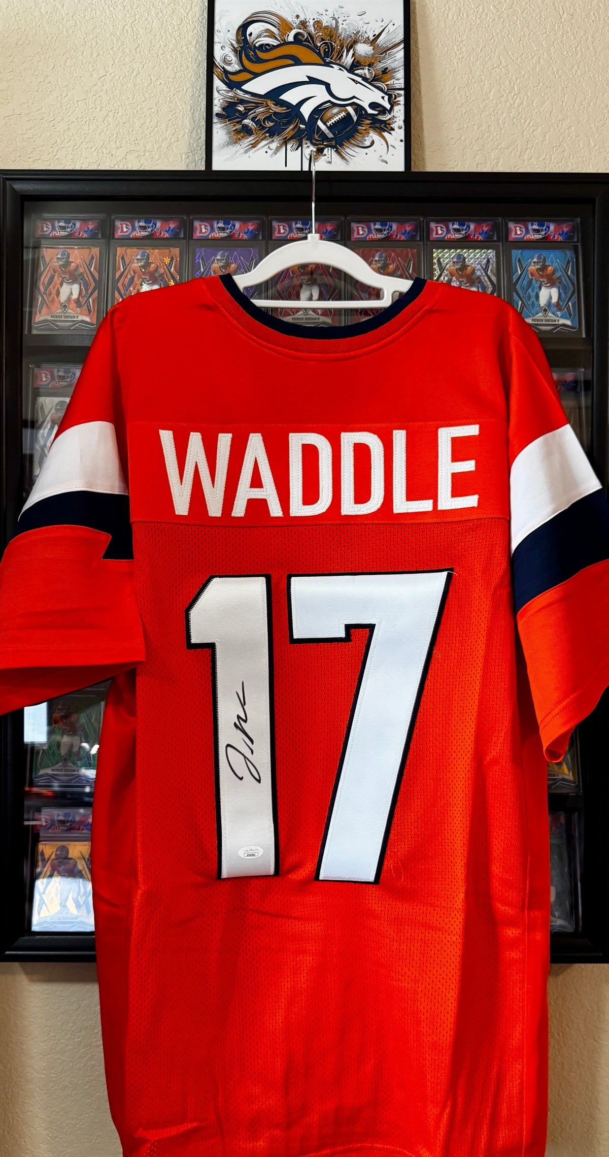 Jaylen Waddle Autographed Custom Denver Broncos Jersey - Orange, JSA SOA