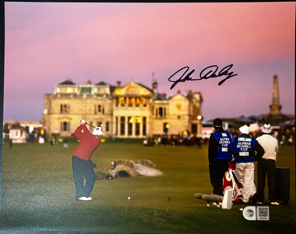 John Daly Autographed 11 x 14 St. Andrews Pink Sky Photo - SWAU SOA