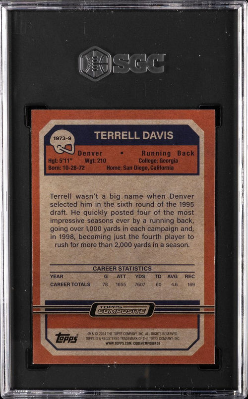 2023 TOPPS CHROME 73' TOPPS DESIGN GOLD REFRACTOR #1973-9 TERRELL DAVIS SGC 9