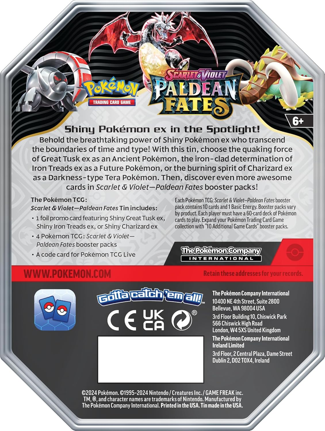 Pokémon TCG: Paldean Fates International Tin [Charizard ex]