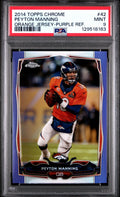 2014 TOPPS CHROME | ORANGE JERSEY-PURPLE REFRACTOR #42 PEYTON MANNING PSA 9