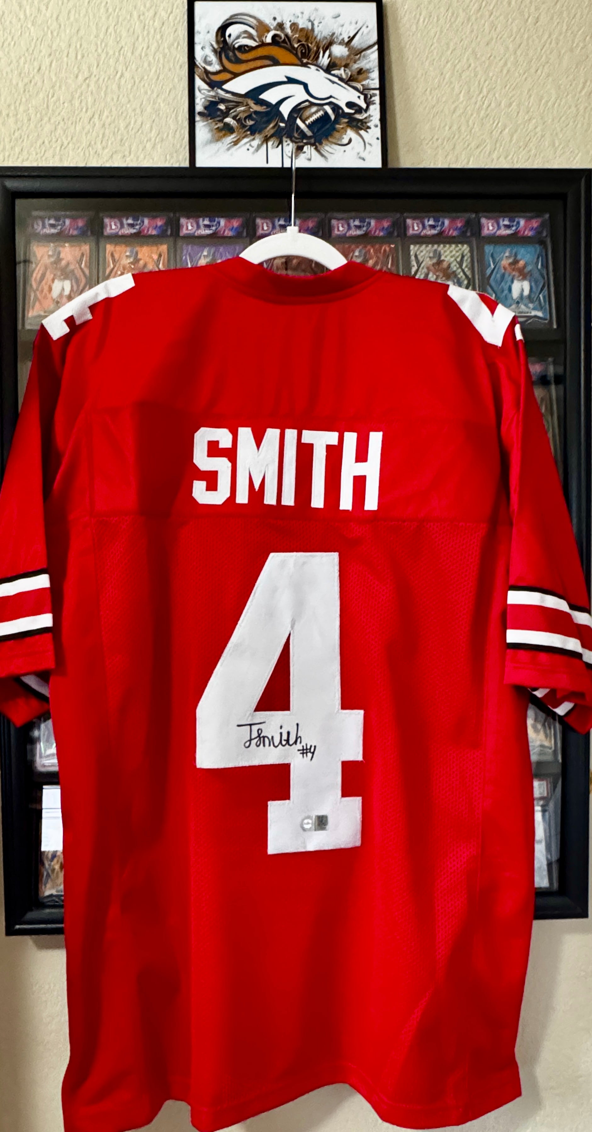Jeremiah Smith Autographed Custom Ohio State Red Jersey For Framing – SWAU SOA