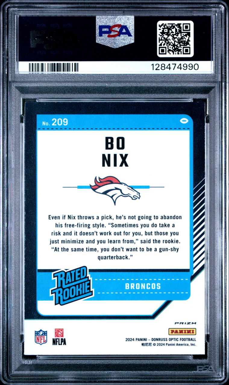 2024 PANINI DONRUSS OPTIC PINK #209 BO NIX ROOKIE RC PSA 8