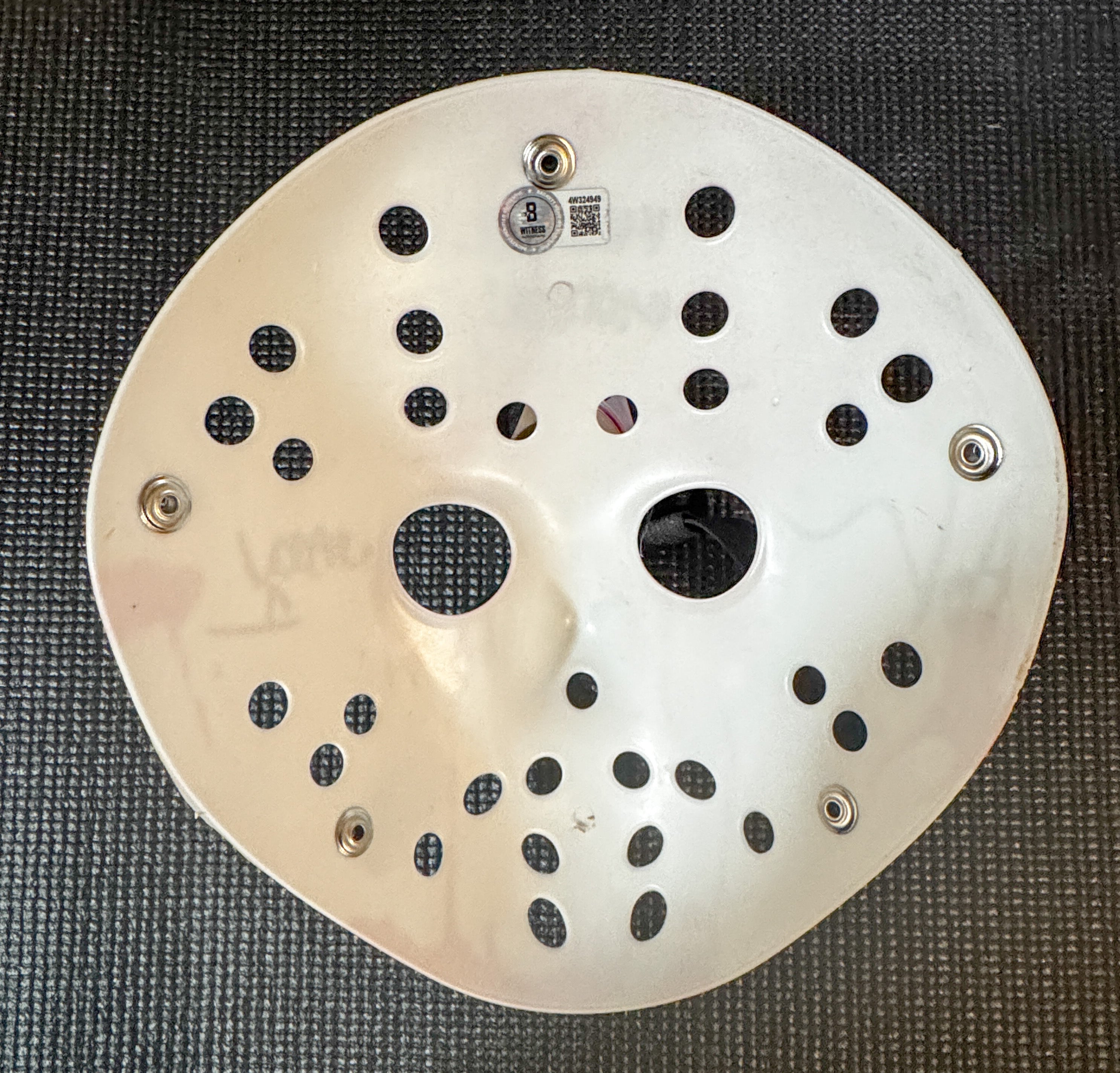 Friday the 13th Jason Mask Autographed by Ari Lehman. Beckett/W  (White Mask, Jason Loves Weed W/ Green Ink)