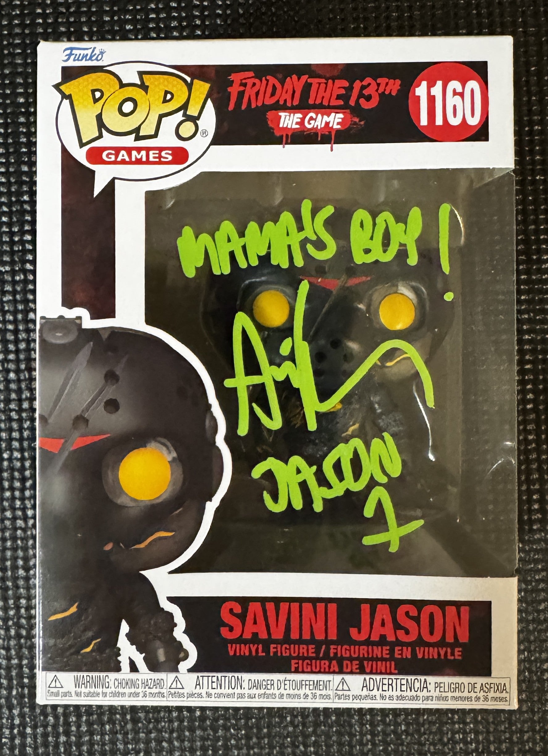 Jason Voorhees Savini Funko Pop Signed Ari Lehman w/  "Mamas Boy" - Beckett Witnessed