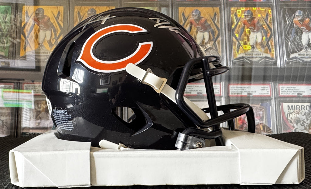 Kyle Monangai & D’Andre Swift Dual Signed CHICAGO BEARS Mini Helmet JSA COA