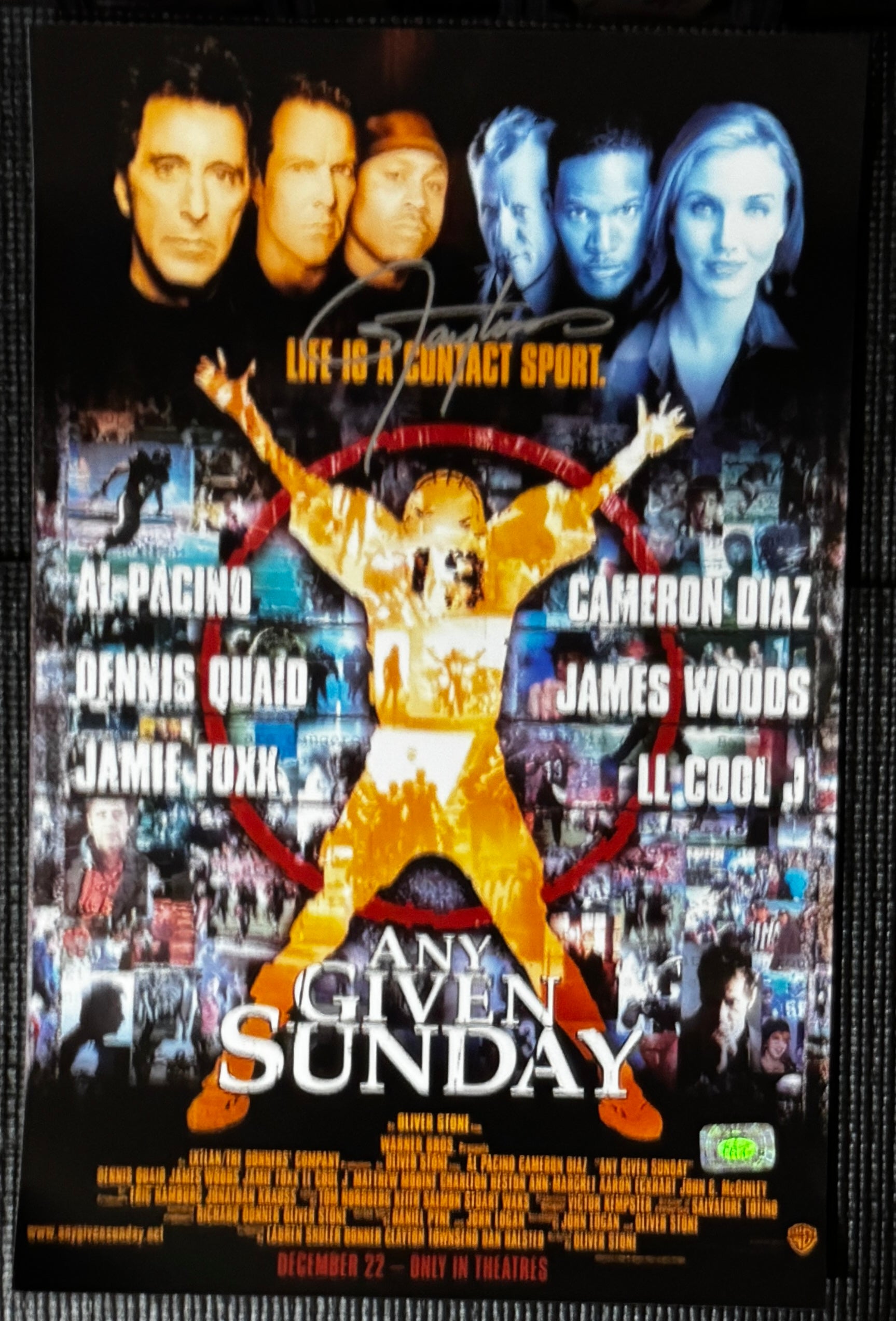 Lawrence Taylor Signed Any Given Sunday autographed Movie Poster, Absolute Authentic COA