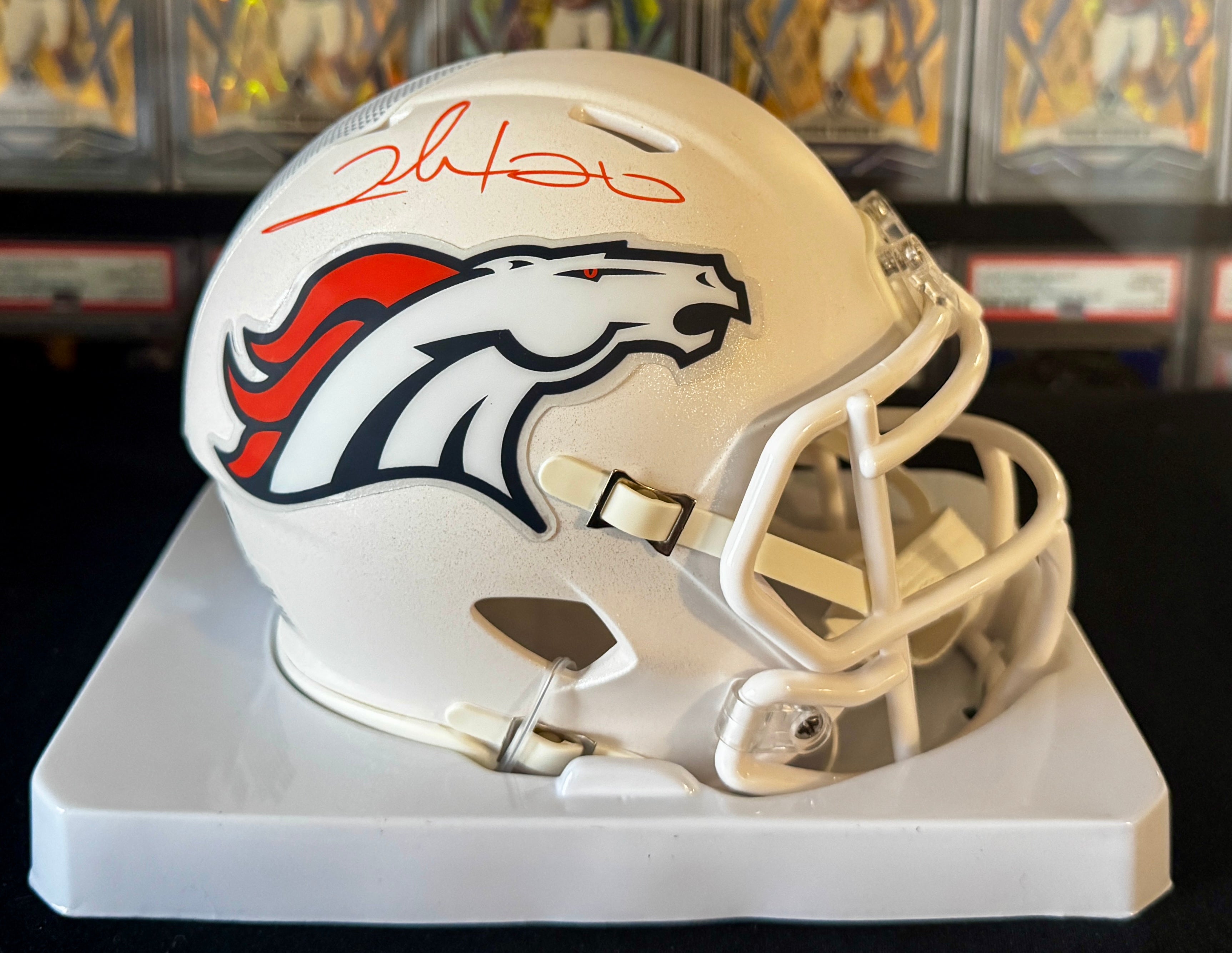 Clinton Portis Autographed Denver Broncos White Mini Helmet, Beckett Witnessed COA