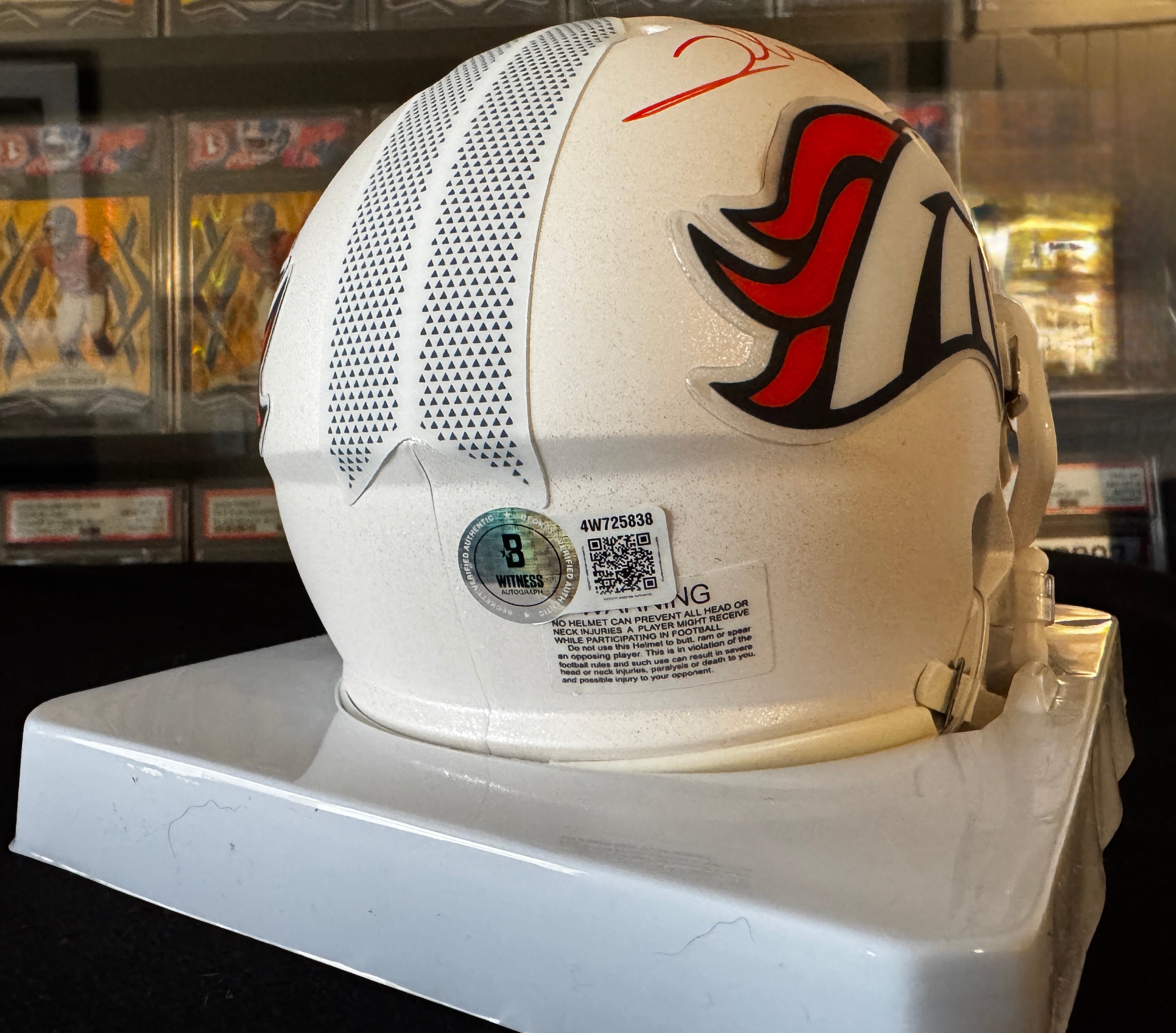 Clinton Portis Autographed Denver Broncos White Mini Helmet, Beckett Witnessed COA