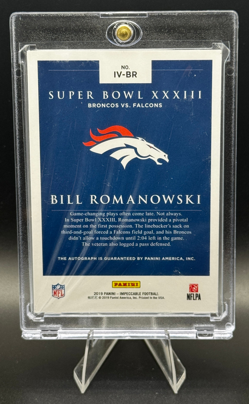 2019 Panini Impeccable Victory Signatures Bill Romanowski #IV-BR 40/49 (AU)
