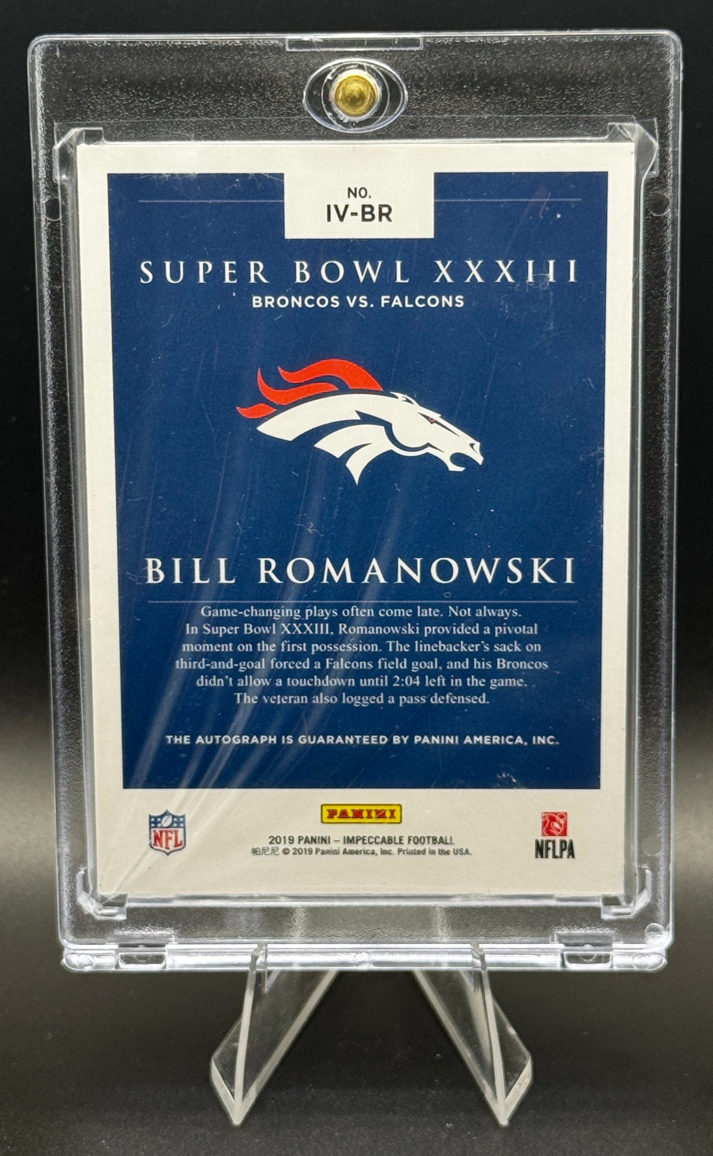 2019 Panini Impeccable Victory Signatures Bill Romanowski #IV-BR 40/49 (AU)