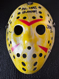 Friday the 13th Jason Mask Autographed by Ari Lehman. Beckett/W  (Yellow Mask, All Lives Splatter/ Black Ink)