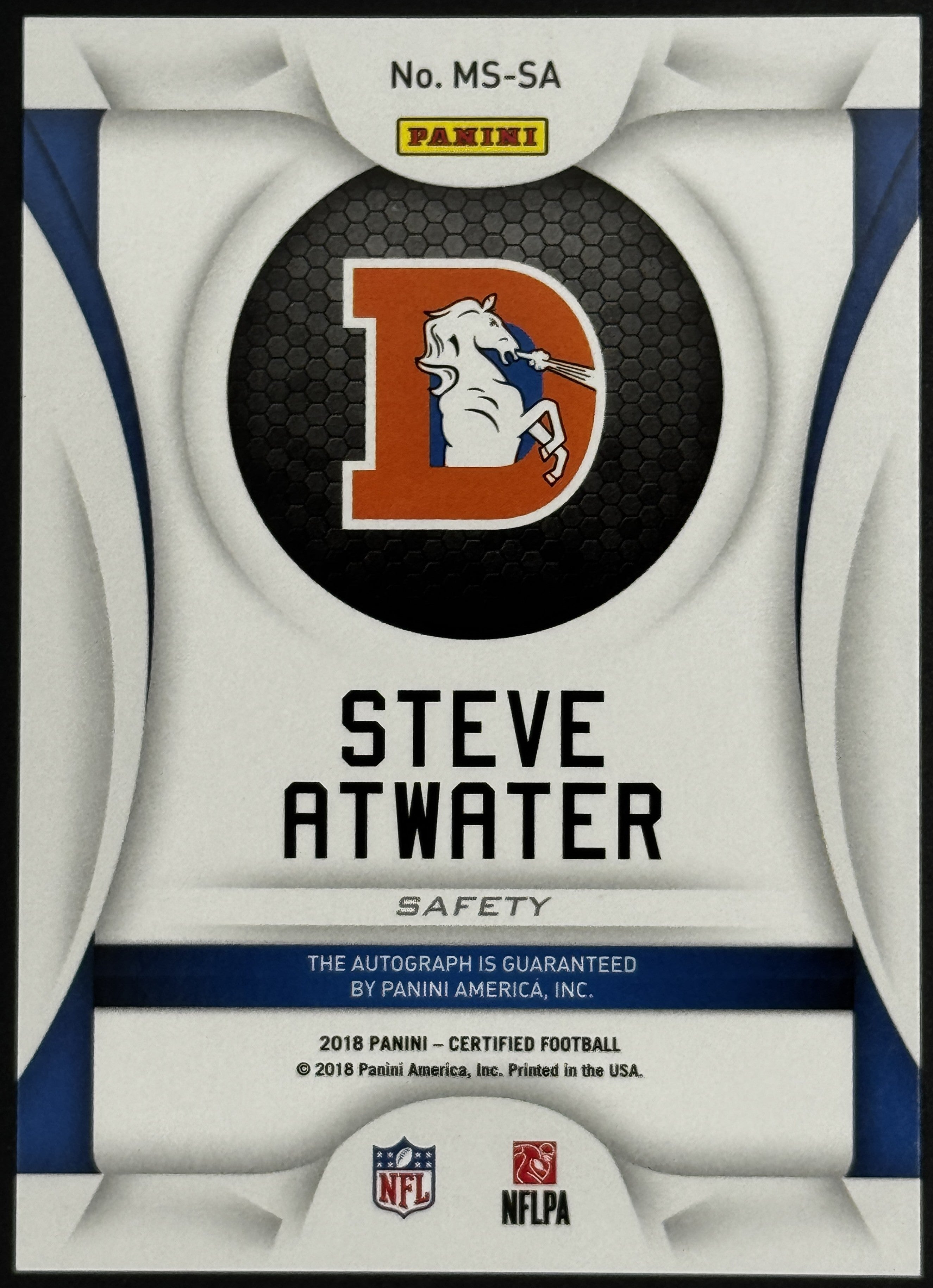2018 Panini Certified Mirror Signatures Steve Atwater #MS-SA 07/10 (AU)